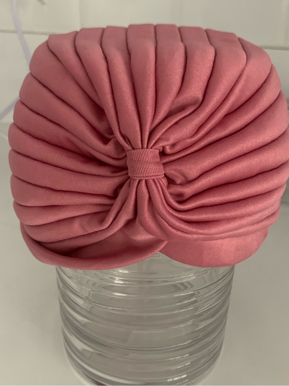 Pink Ruched Turban Headband, headwrap.